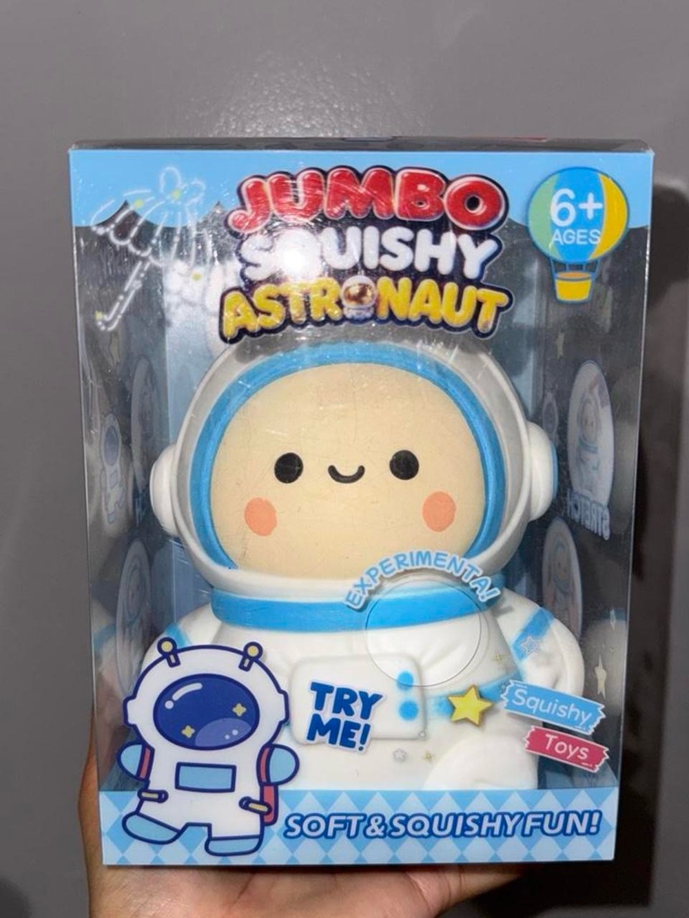 Jumbo Squishy Astronaut Toy - Blue & Cream Cute Space Plush Squishy